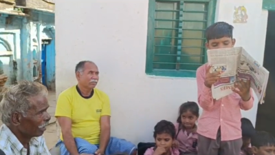 Uttar Pradesh: Jhansi village school kids read about efforts of their teacher in TOI