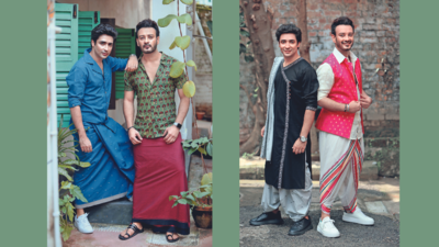 Lungi or dhoti? Kolkata boys Gaurav Chakrabarty and Shaheb Bhattacherjee rock the desi drapes