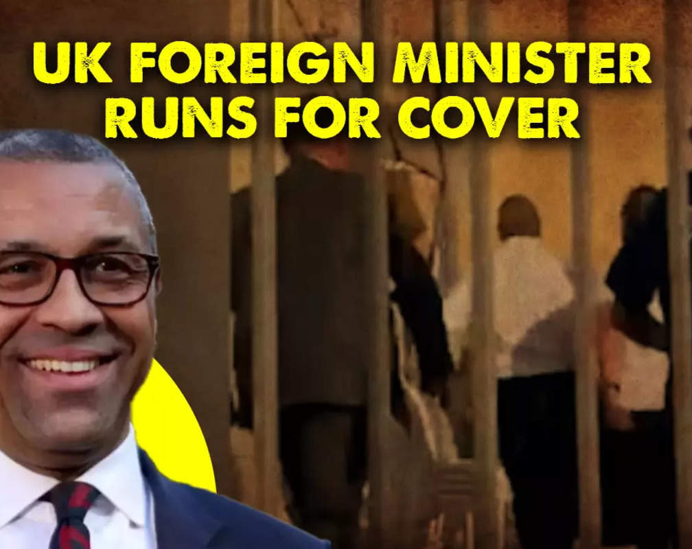 
Close Call: UK's Foreign Min James Cleverly runs for cover as Hamas rains rockets in Ofakim

