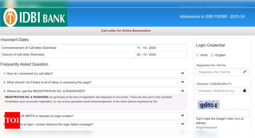 IDBI Junior Assistant Manager Admit Card 2023 out at idbibank.in, download link here