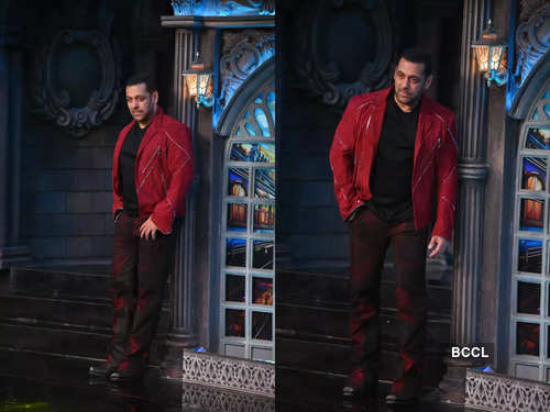 Salman Khan sports a bright red jacket as he shoots for Bigg Boss 17; see  pics - Times of India