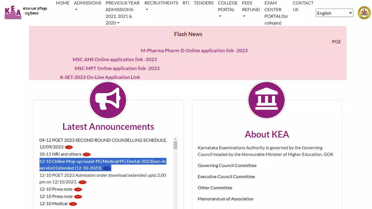 KEA extends Karnataka NEET PG mop up round counselling dates for