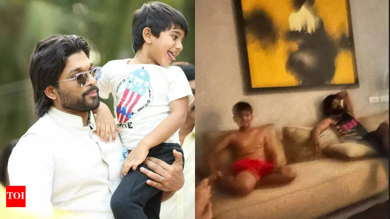 Pic: Sneha Reddy shares a glimpse of Allu Arjun and Ayaans morning bond |  Telugu Movie News - Times of India