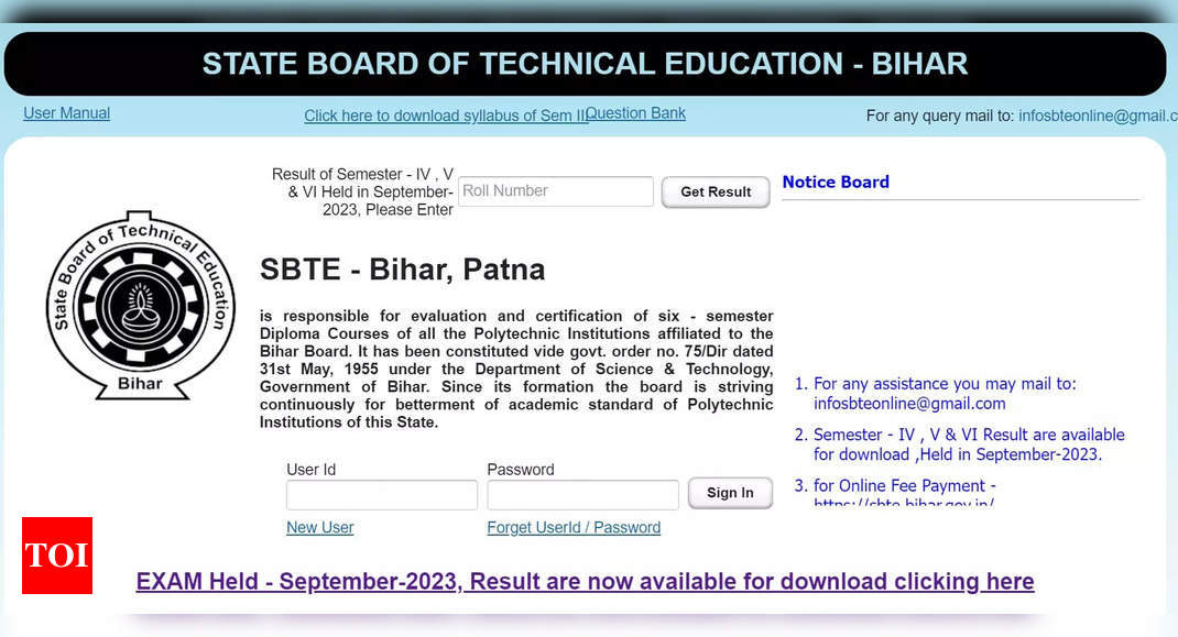 SBTE Polytechnic Result 2023 Out At Sbteonline.in; Check Bihar Diploma ...