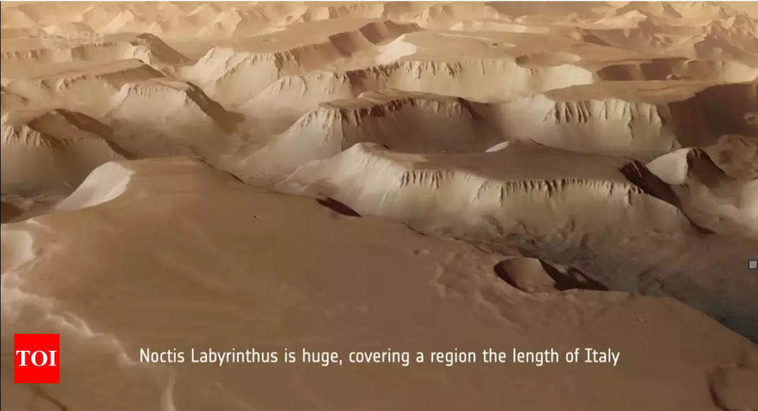 Vues imprenables sur le labyrinthe nocturne de Mars et les immenses vallées partagées par l’ESA