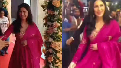 Katrina Kaif sparks pregnancy rumours yet again, netizens think actress is trying to cover her belly with dupatta in THIS viral video