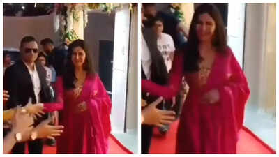 Katrina Kaif covers belly with dupatta; viral video sparks ...