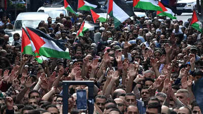 Hundreds protest in West Bank after Gaza hospital strike