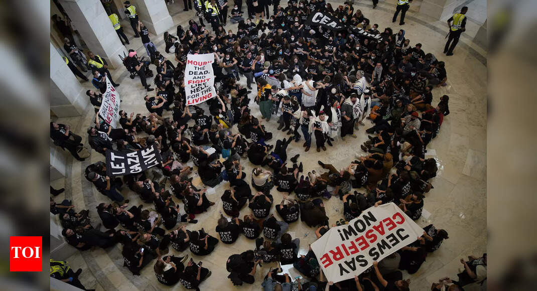 About 300 pleading for ceasefire were arrested on Capitol Hill, organizers say