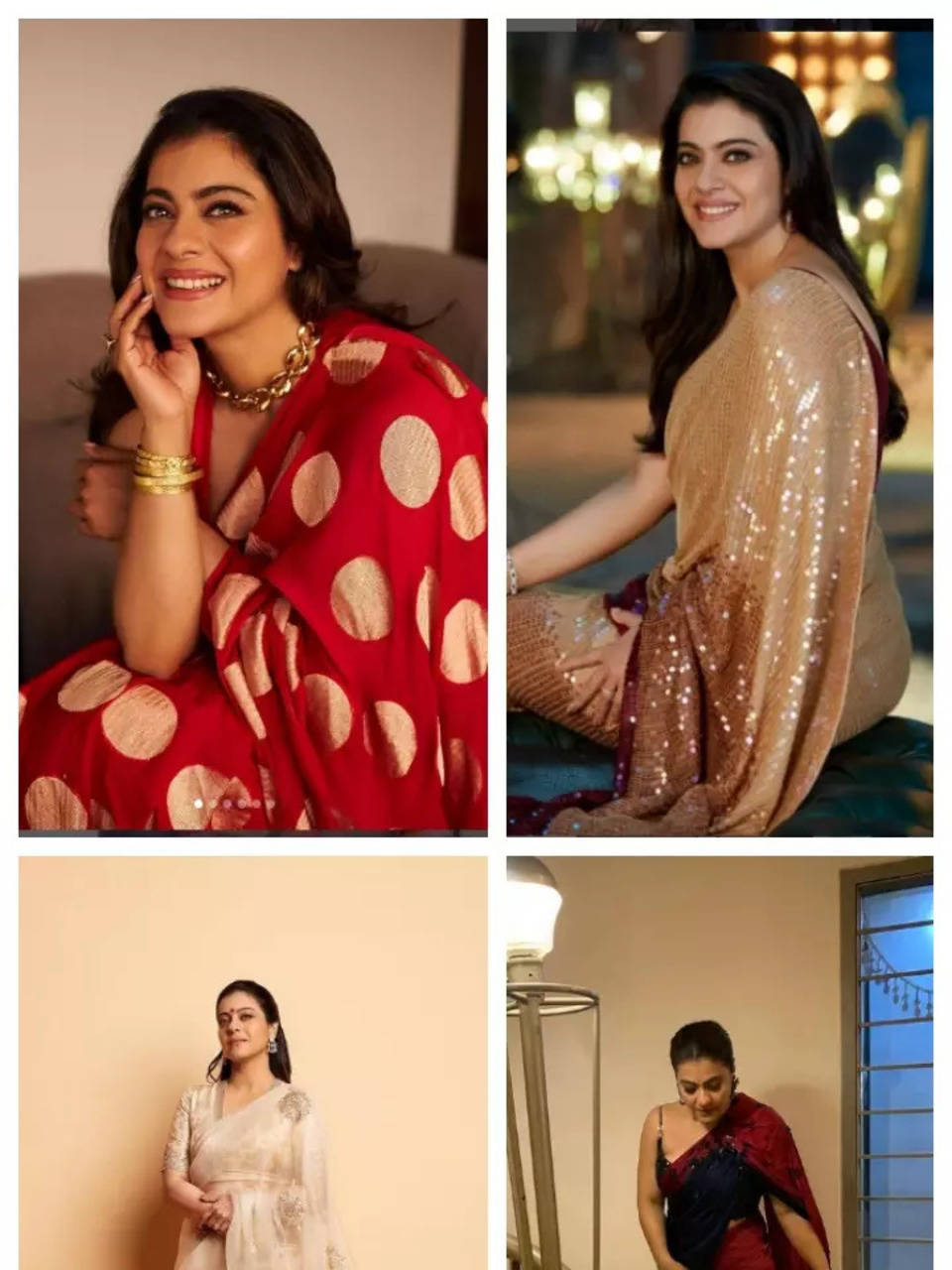 Kajol exudes ethereal charm in red polka dot saree and gold jewellery. See  pics - India Today