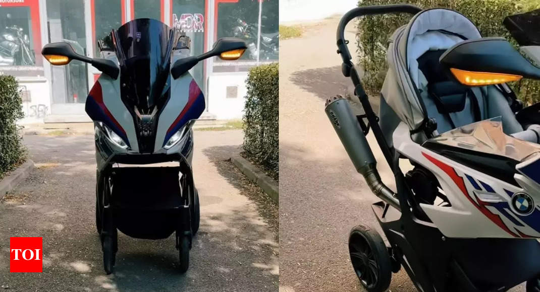 Born to ride Baby stroller modified as a BMW S1000 RR video viral Times of India