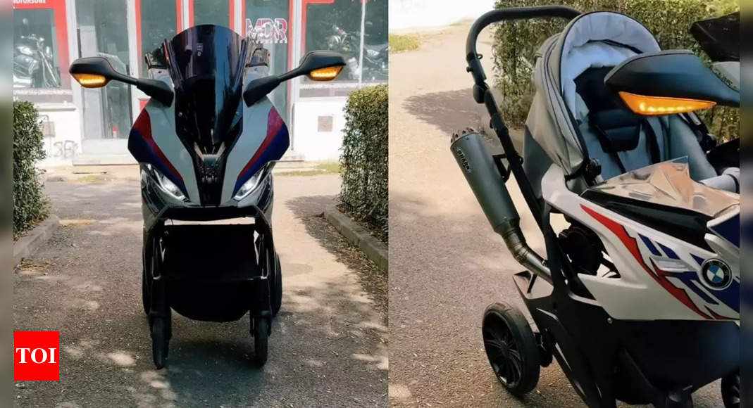 Born to ride Baby stroller modified as a BMW S1000 RR video viral Times of India