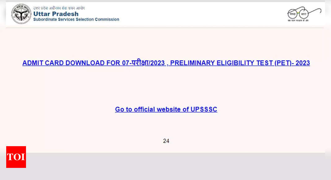 UPSSSC PET 2023 Admit Card released at upsssc.gov.in; direct link