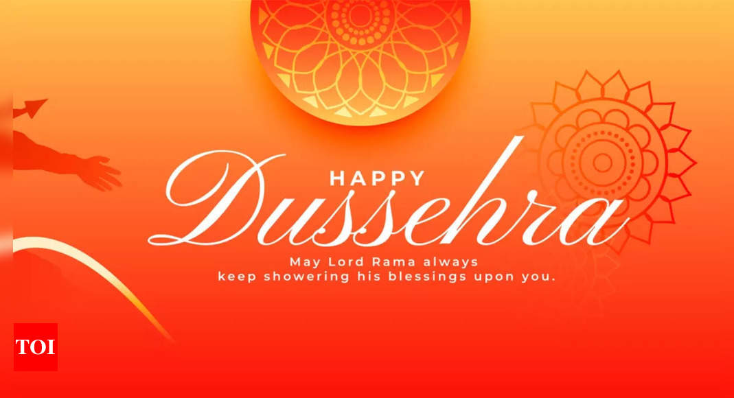 Happy Dussehra Navratri festival of India. Vector illustration with text  Happy Dussehra, person with bow and arrow for banner, logo, poster,  wallpaper design. Hindu holiday Vijayadashami. vector de Stock | Adobe Stock