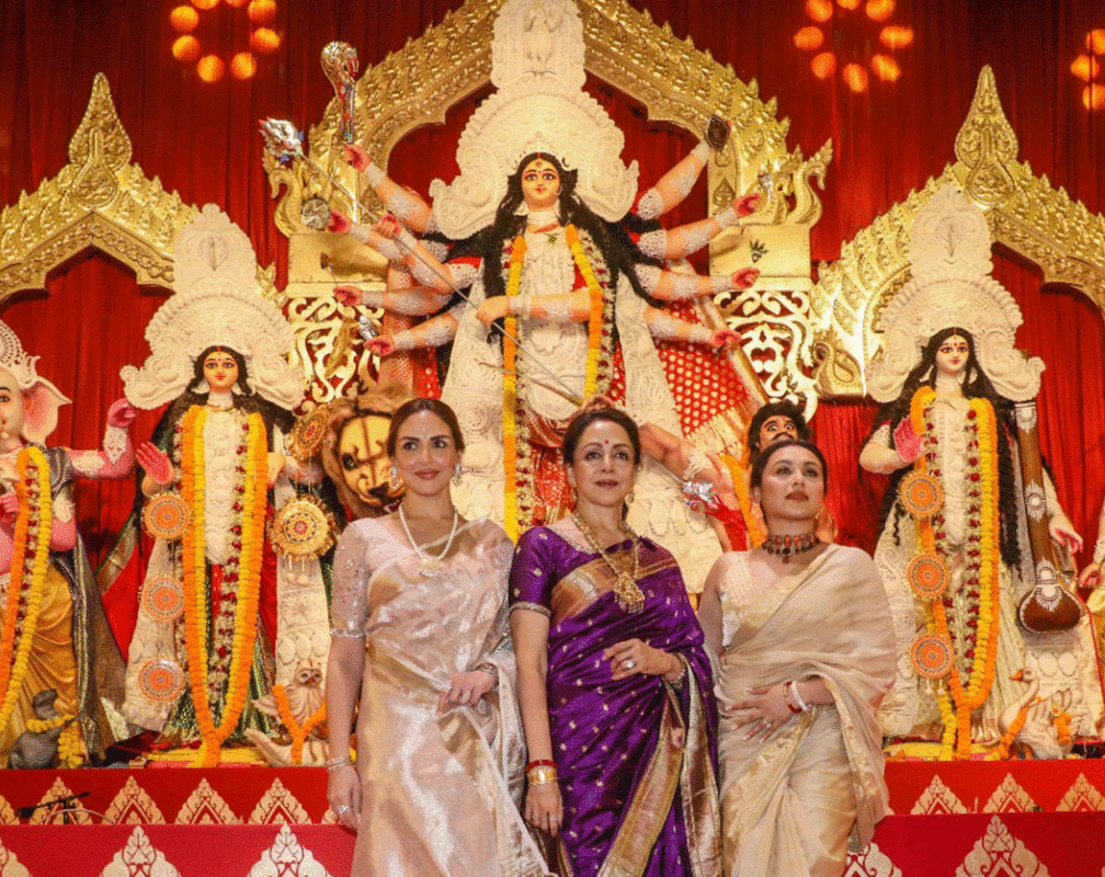 
Kajol, Rani Mukerji, Tanishaa Mukerji attend North Bombay Sarbojanin Durga Puja

