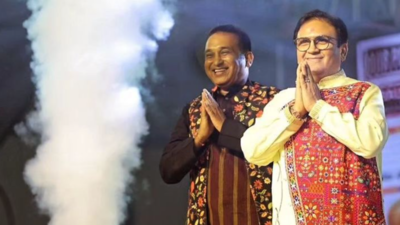 Taarak Mehta's iconic Jija-sala Dilip Joshi and Mayur Vakani celebrate Navratri together; fans ask "Dayaben kab aayegi?"