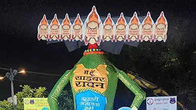 Watch: Raipur Police's Cyber Ravan effigy to spread awareness about various OTP, mobile banking and other online frauds