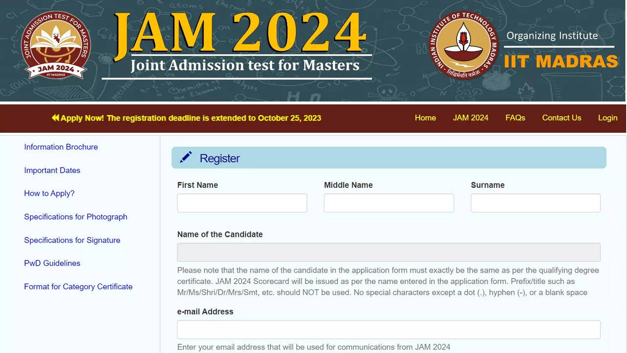 IIT JAM 2024 Registration @jam.iitm.ac.in, Online Application Link