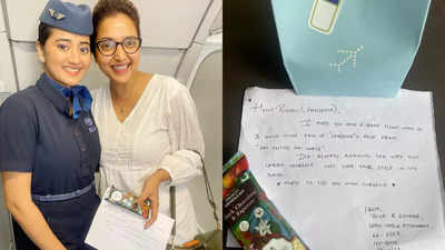 Rupali Bhosle gets emotional as a flight crew member gifts her a special note and chocolate, says, "seen this happening with only Bollywood celebs but never expected mine"