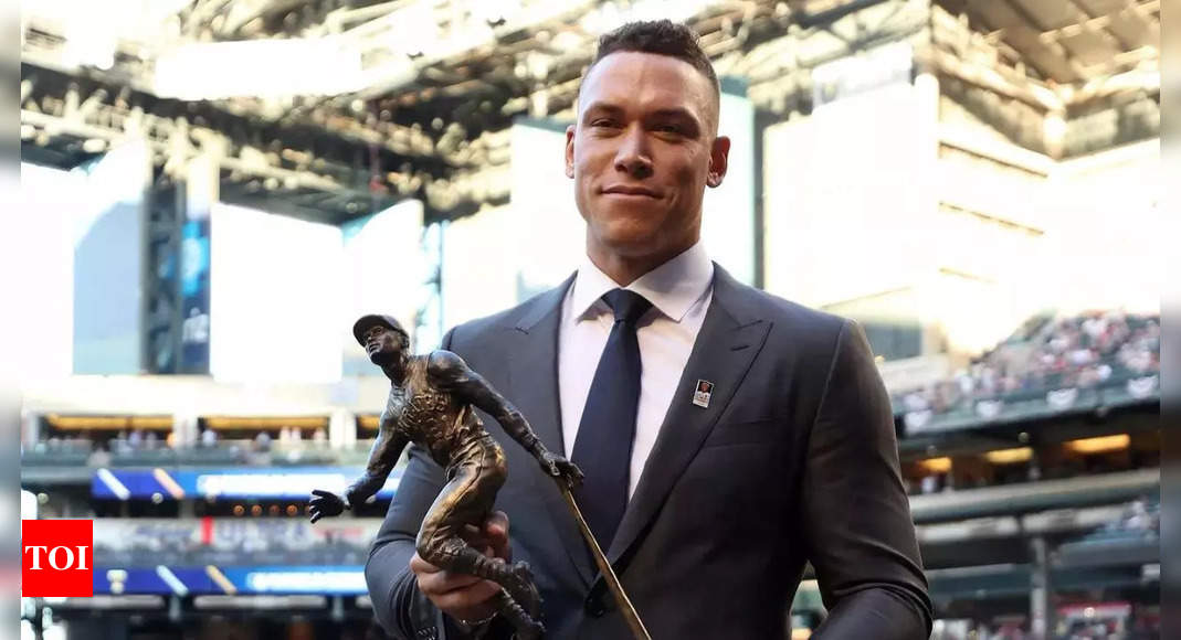 MLB New York Yankees' Aaron Judge presented with Roberto Clemente