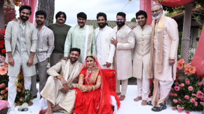 Chiranjeevi, Allu Arjun, and Ram Charan: All mega stars bless the newlywed Varun Tej and Lavanya Tripathi