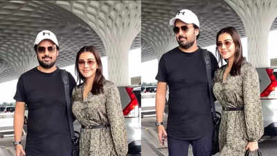 Kajal Aggarwal and Gautam Kitchlu spotted at the airport serving couple goals in black outfits - Pics inside