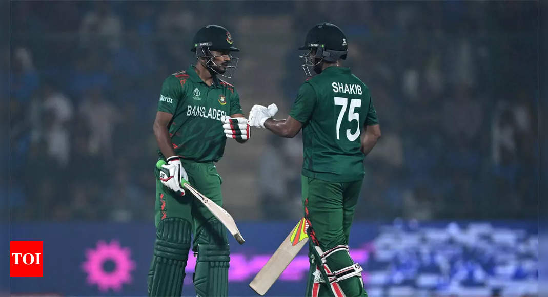 Bangladesh vs Sri Lanka Highlights, World Cup 2023: Shakib, Shanto shine as Bangladesh beat Sri Lanka by 3 wickets for second win  – The Times of India