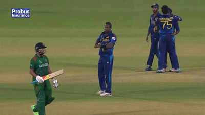 Watch: Angelo Mathews gestures 'timed out' after dismissing Shakib Al Hasan