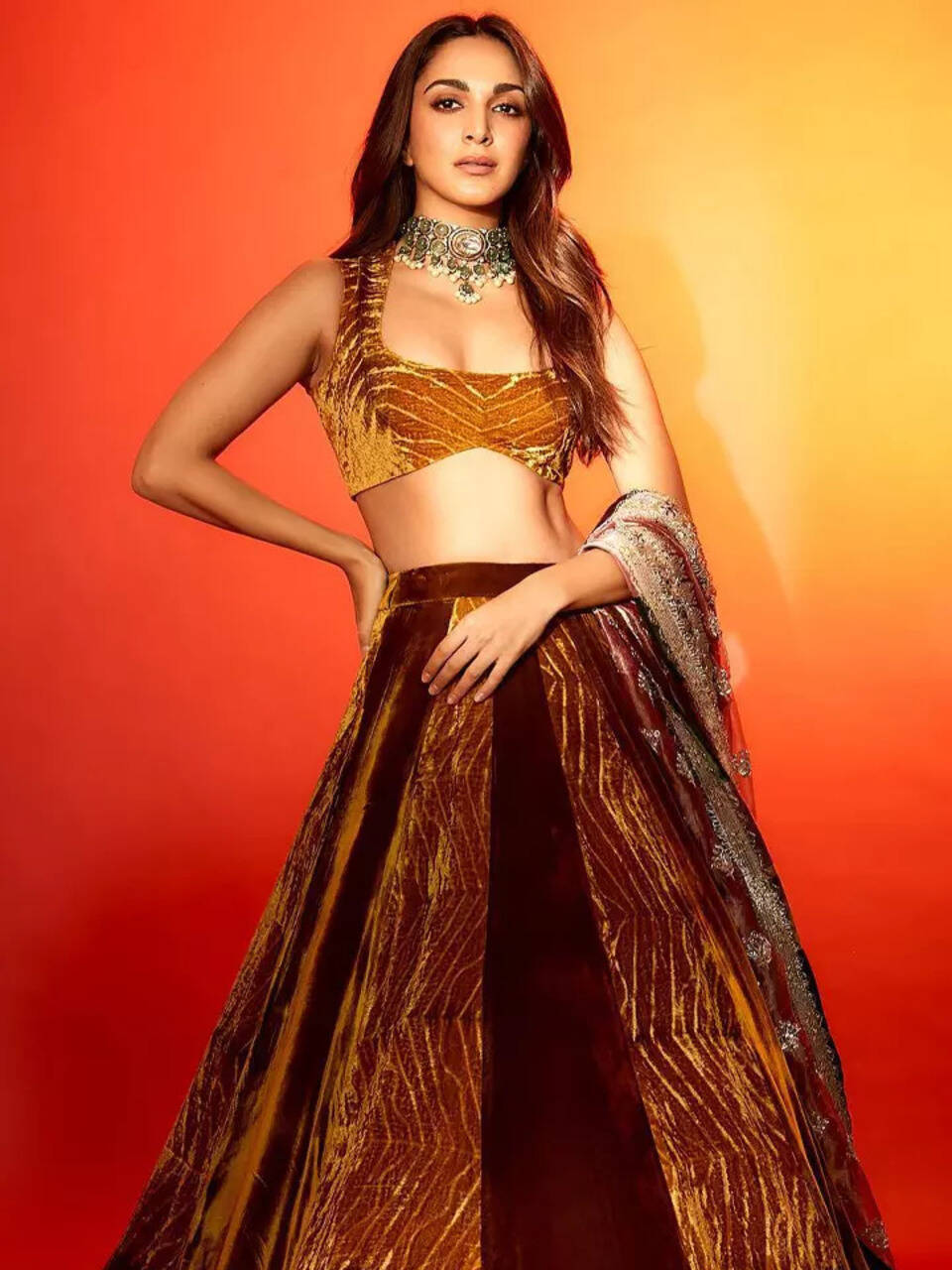 Kiara Advani in stunning velvet mustard yellow lehenga is beautiful beyond words | Times of India