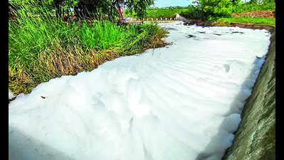 Toxic foam from channel poses threat to road users