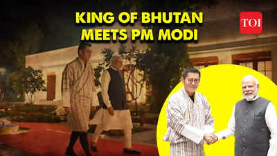 King of Bhutan Jigme Khesar Namgyel Wangchuck meets Prime Minister Narendra Modi in Delhi