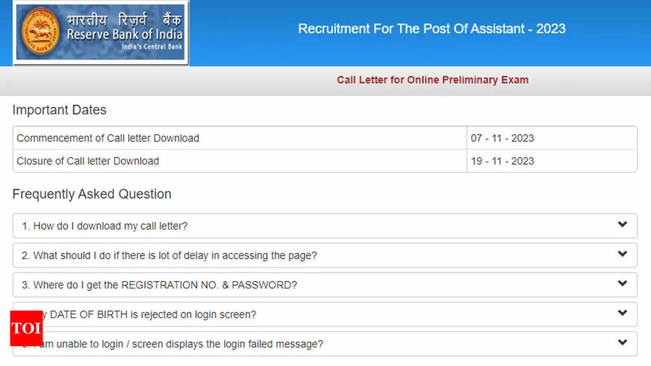 RBI Assistant Admit Card 2023 released on rbi .in download