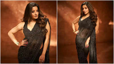Pics: Monalisa grabs attention as she poses in a black saree