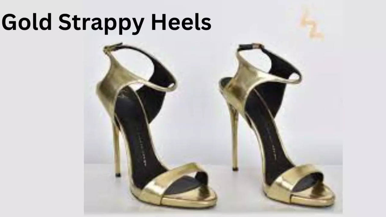 Saint Gretel Stone Embellished Gold Metallic Leather Cage Block Heels –  SaintG India