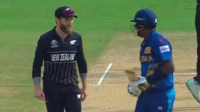 Watch: Witty Kane Williamson asks Angelo Mathews about his helmet strap during NZ-SL World Cup match