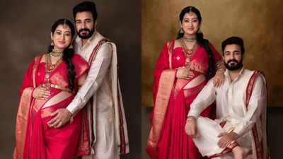 Soon-to-be mommy, Tejaswini Prakash, radiates elegance in a stunning maternity photoshoot with a royal vibe