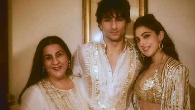 Sara Ali Khan treats fans with a perfect family picture featuring mother Amrita Singh and brother Ibrahim Ali Khan on Dhanteras - See post