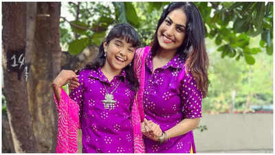 Actress Niilam Paanchal radiates Diwali bliss in twinning purple attire with daughter Nihira