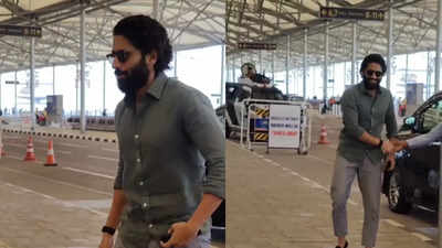 Tollywood star Naga Chaitanya spotted at Hyderabad airport in a casual humble look