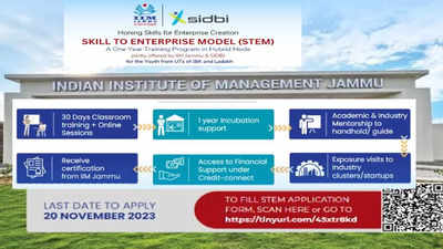 IIM Jammu, SIDBI to launch two batches of 'skill to enterprise module' for youth of J&K and Ladakh