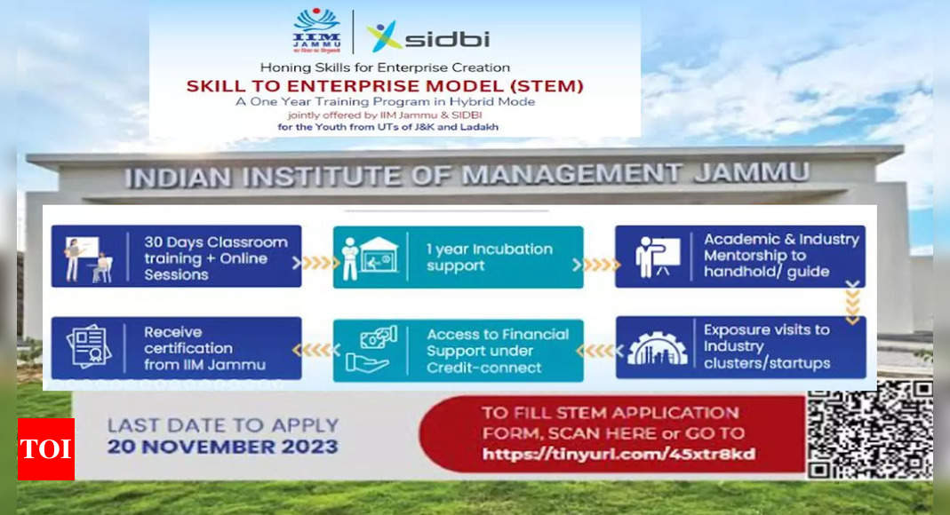 IIM Jammu, SIDBI to launch two batches of ‘skill to enterprise module’ for youth of J&K and Ladakh