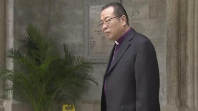 The head of China's state-backed Catholic church begins historic trip to Hong Kong