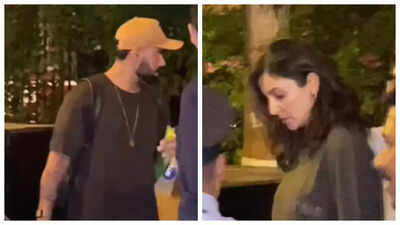 Anushka Sharma and Virat Kohli head home after semi-final match win