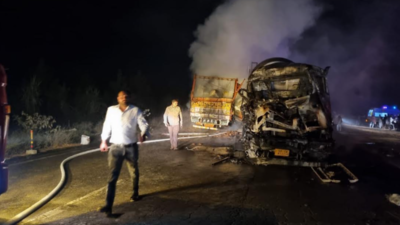 Haryana: Three burnt alive in collision between two trucks in Yamunanagar