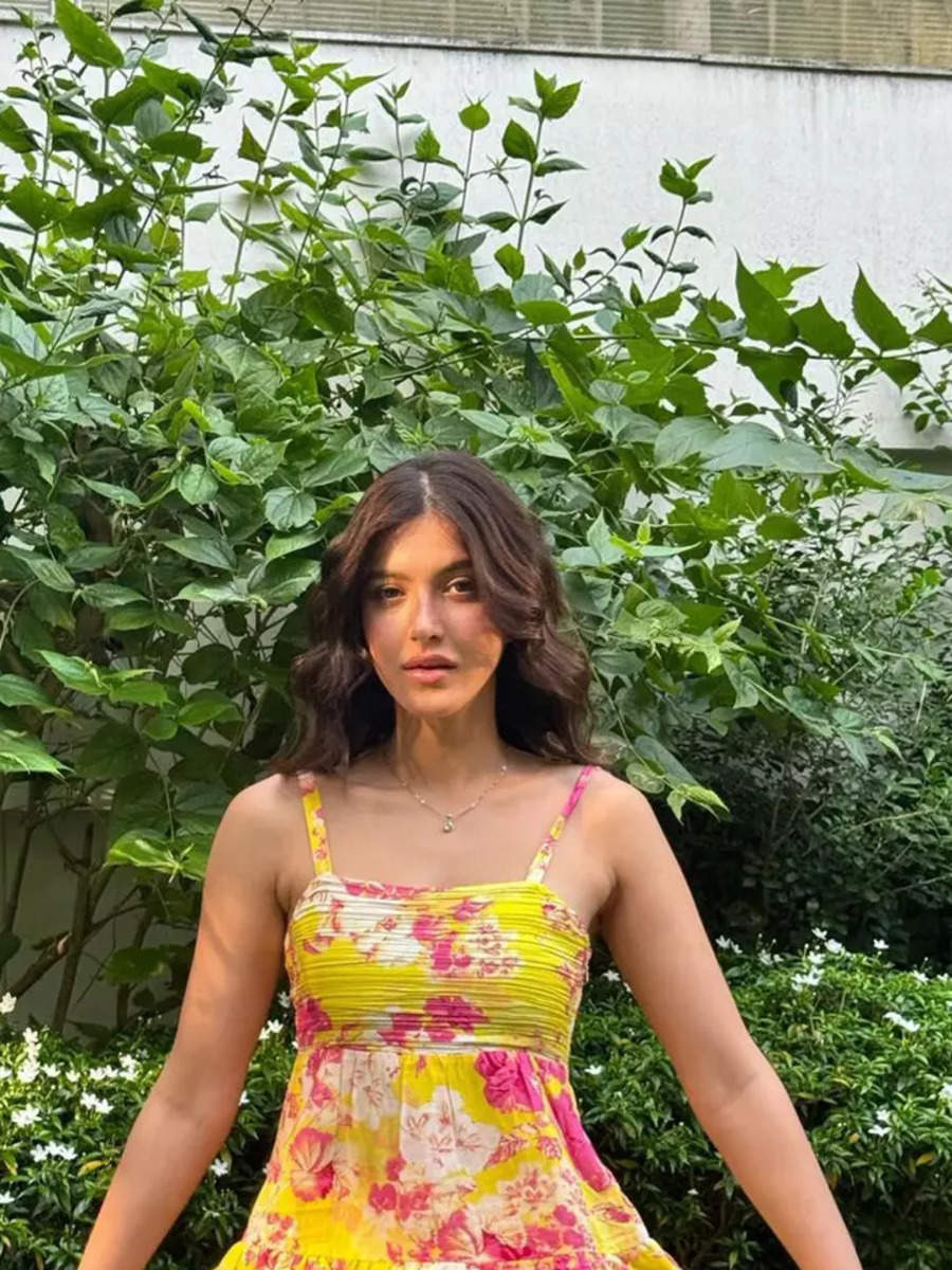 Shanaya Kapoor blooms in style in a yellow floral print mini dress ...