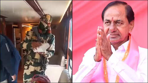 Telangana CM KCR's bus checked by election squad in Karimnagar