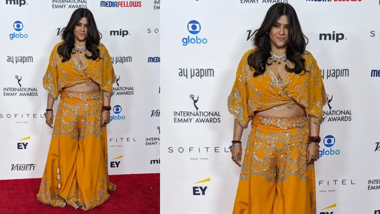International Emmy Awards 2023: Ektaa Kapoor walks the red carpet in a  yellow ethnic ensemble - Times of India
