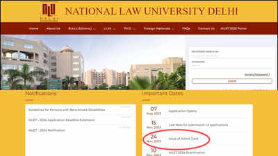 NLU Delhi releases AILET 2024 Admit Card on nationallawuniversitydelhi ...
