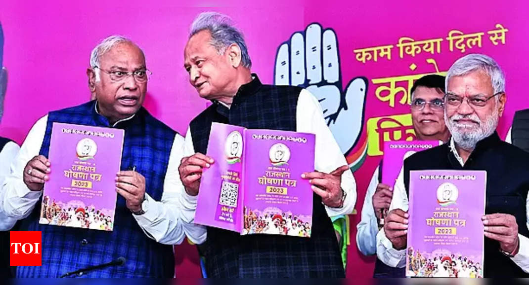 Congress: Caste census, Rs 50 Lakh insurance among Congress pledges in Rajasthan | India News