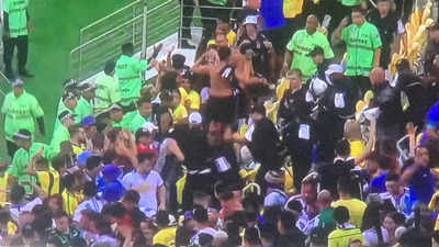 Watch: Massive fight in the stands delays start of Argentina vs Brazil World Cup qualifier